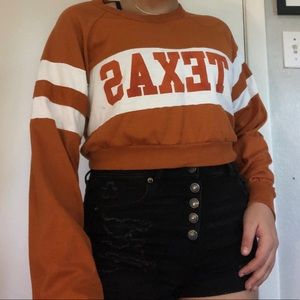 cropped vintage university of texas crew neck